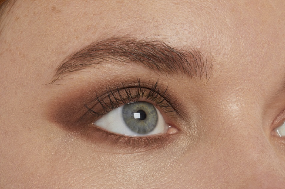 brown eyeshadow close up on model 