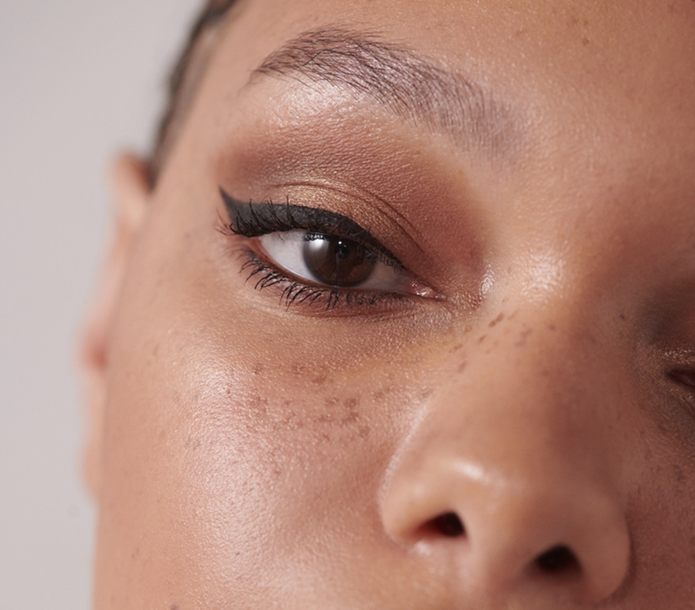 close up shot of winged eyeliner 