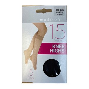 Madison Knee High 15D Black 5Pack