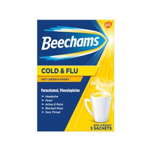 Beechams Cold & Flu Hot Lemon & Honey 5s