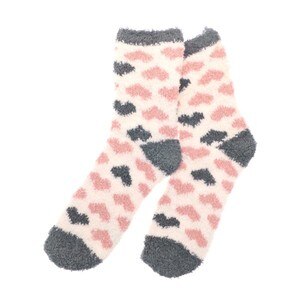 Fluffy Socks 2 Pack Grey Pink Hearts