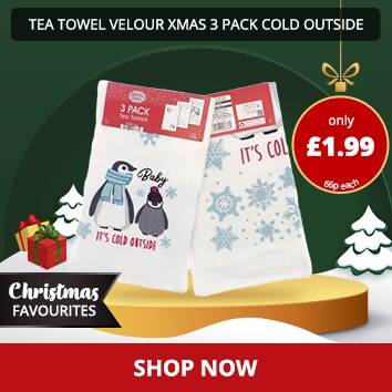 Tea Towel Velour Xmas 3 Pack Cold Outside
